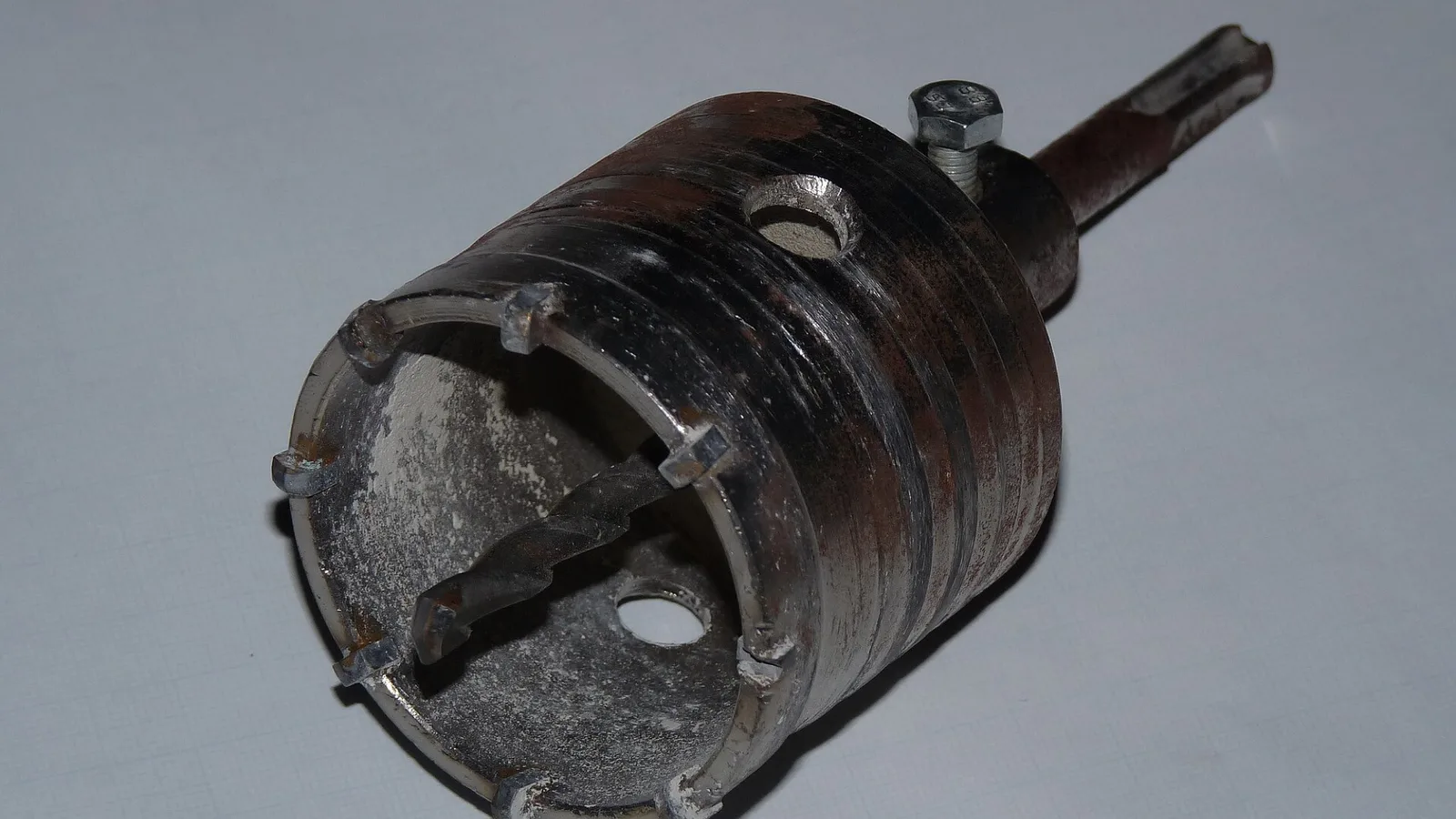 Used core drill bit with SDS-plus shank and carbide teeth, the right diameter for a mini split line set hole size